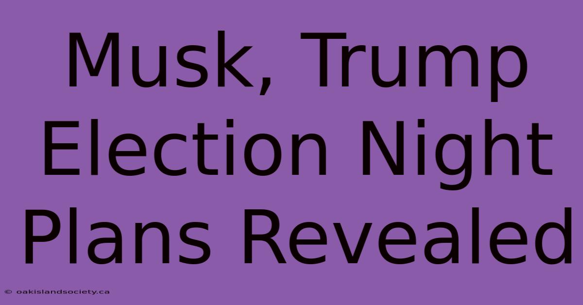 Musk, Trump Election Night Plans Revealed