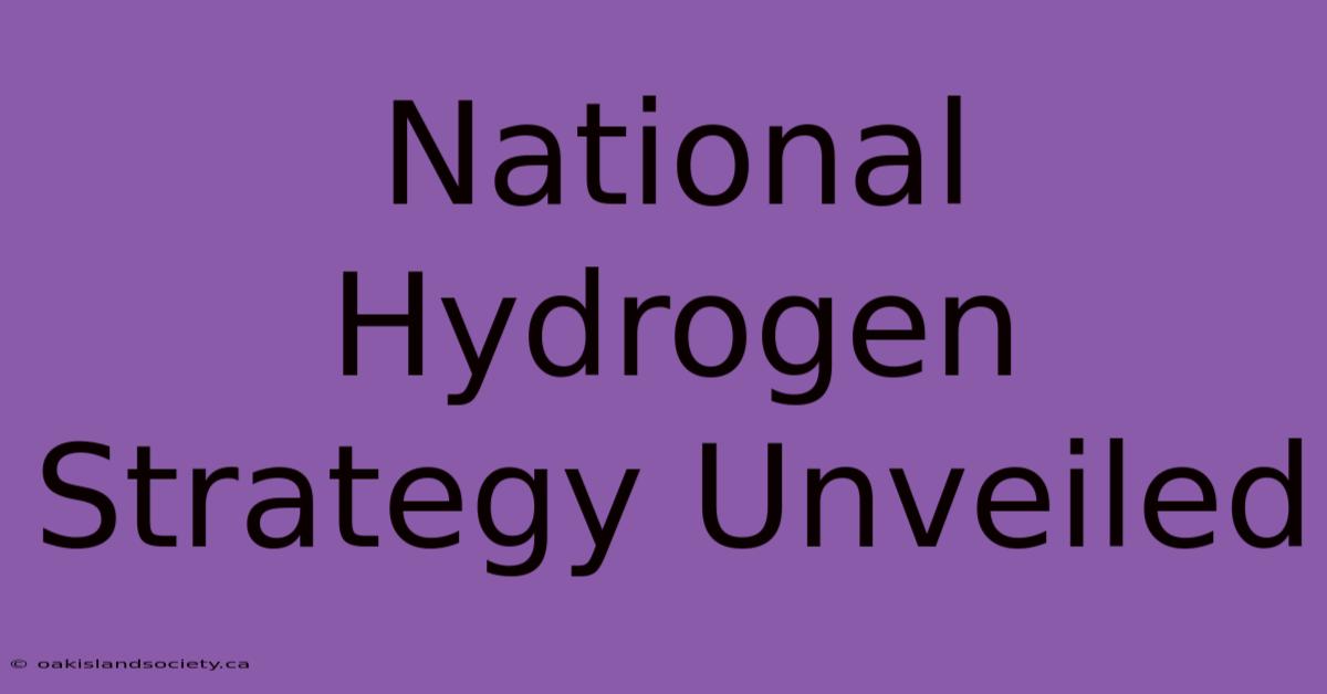 National Hydrogen Strategy Unveiled