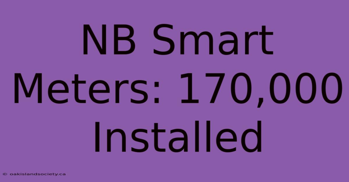 NB Smart Meters: 170,000 Installed