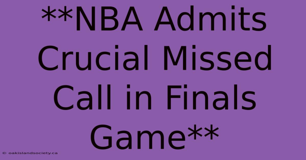 **NBA Admits Crucial Missed Call In Finals Game**