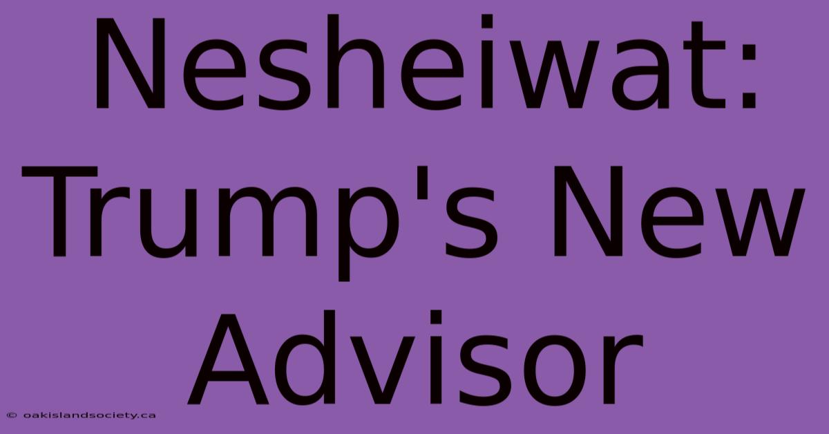 Nesheiwat: Trump's New Advisor