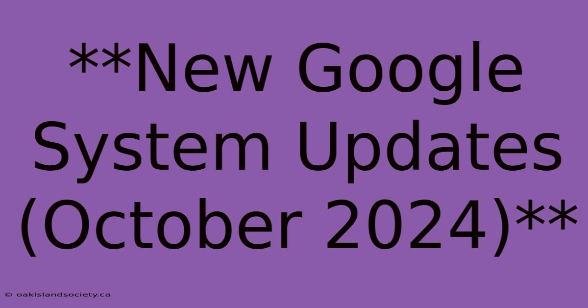 **New Google System Updates (October 2024)**