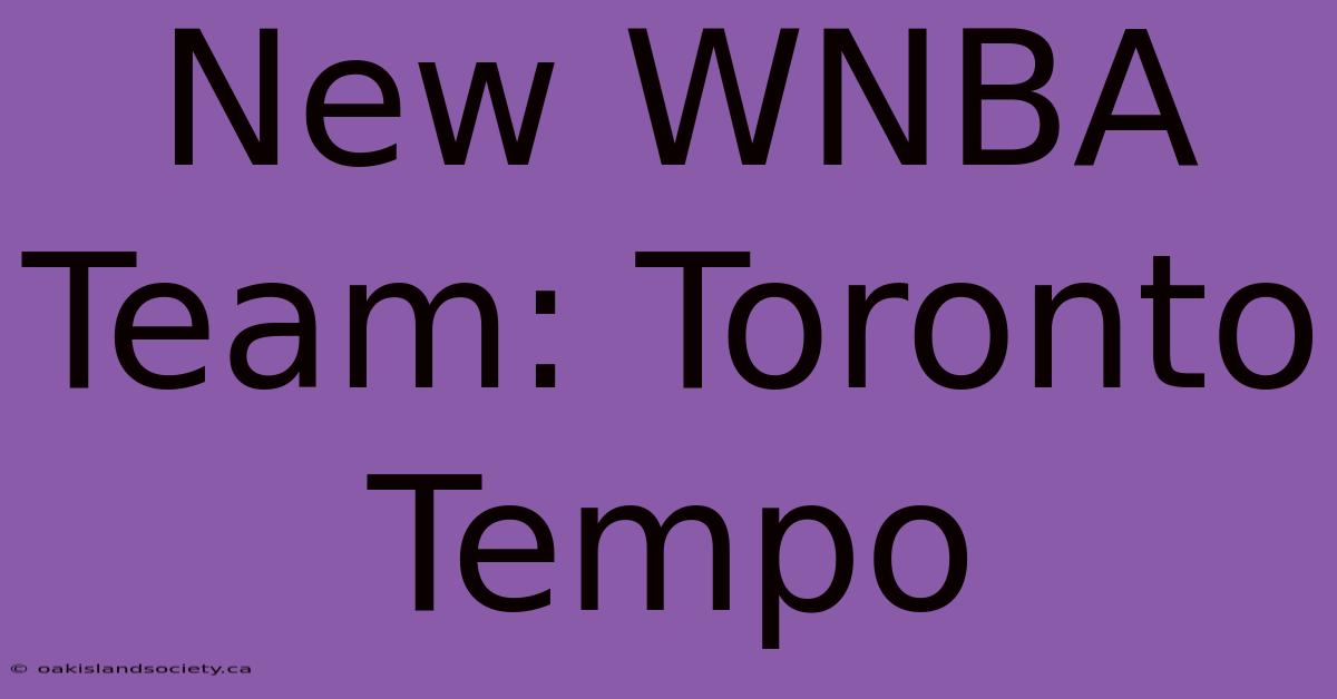 New WNBA Team: Toronto Tempo