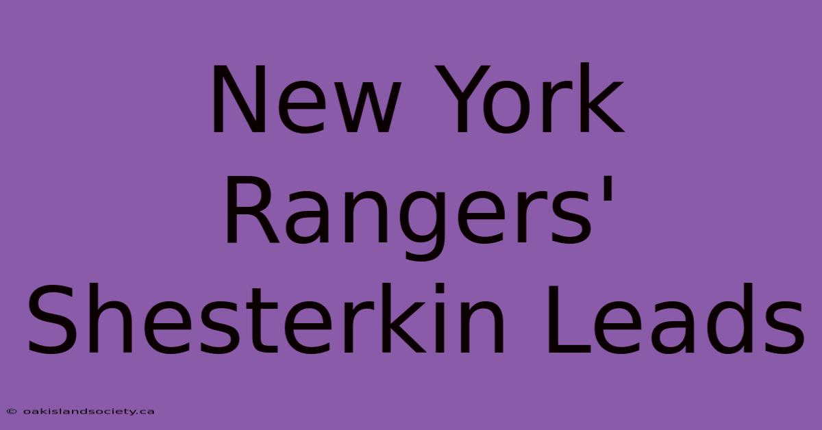 New York Rangers' Shesterkin Leads