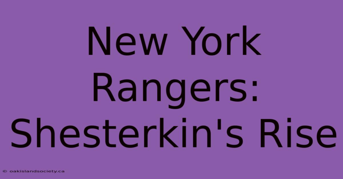 New York Rangers: Shesterkin's Rise