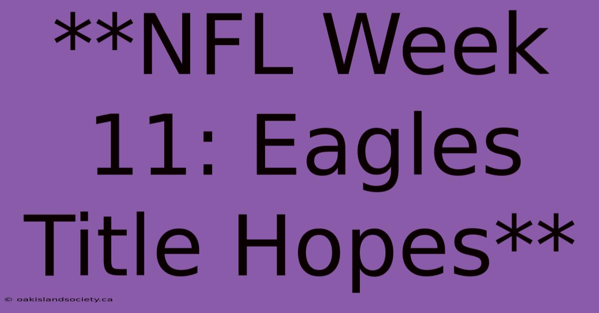 **NFL Week 11: Eagles Title Hopes**