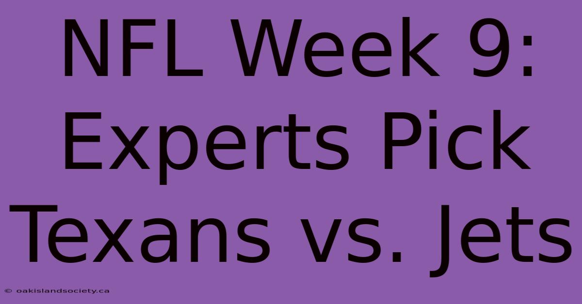 NFL Week 9: Experts Pick Texans Vs. Jets 