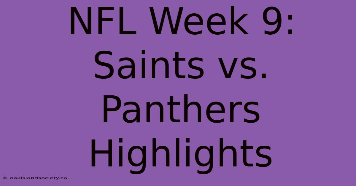 NFL Week 9: Saints Vs. Panthers Highlights