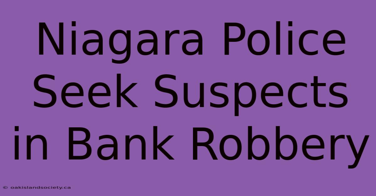 Niagara Police Seek Suspects In Bank Robbery