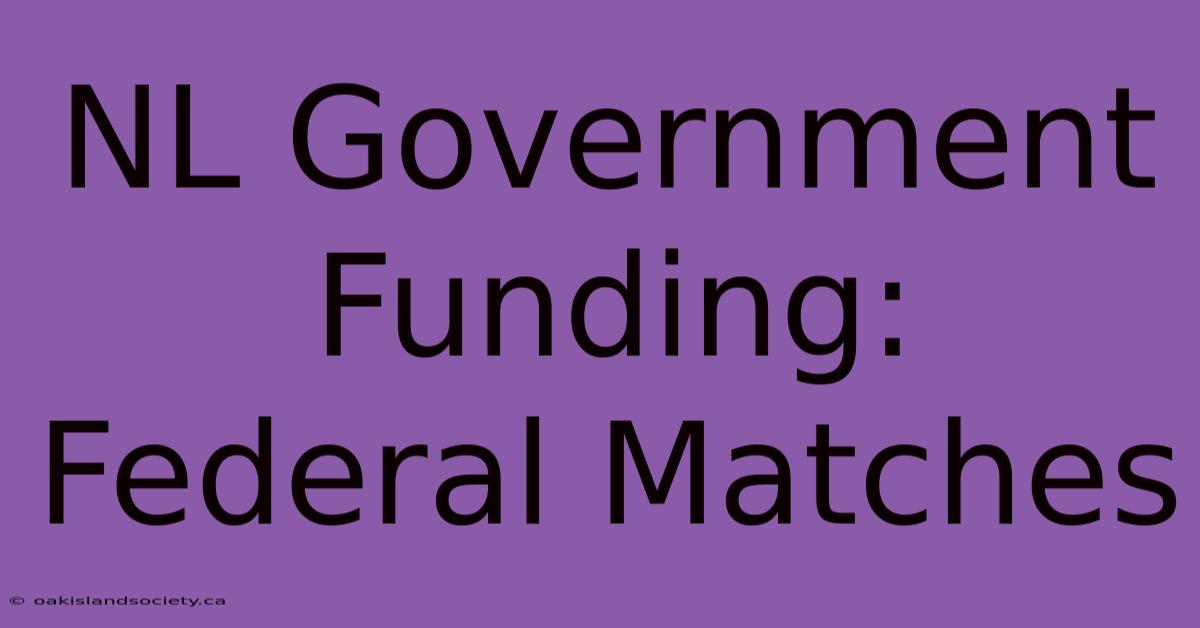 NL Government Funding: Federal Matches