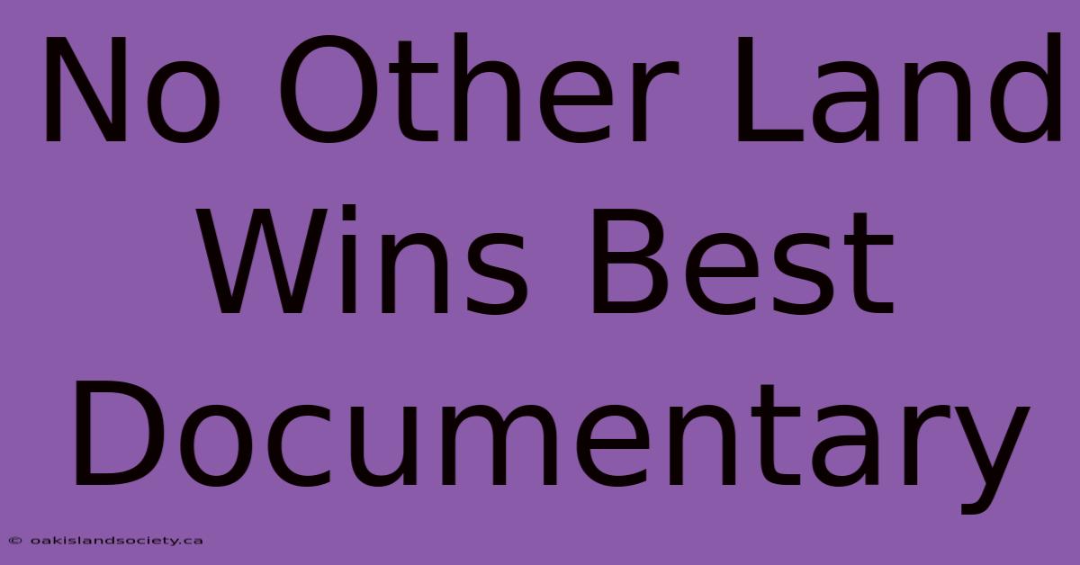 No Other Land Wins Best Documentary