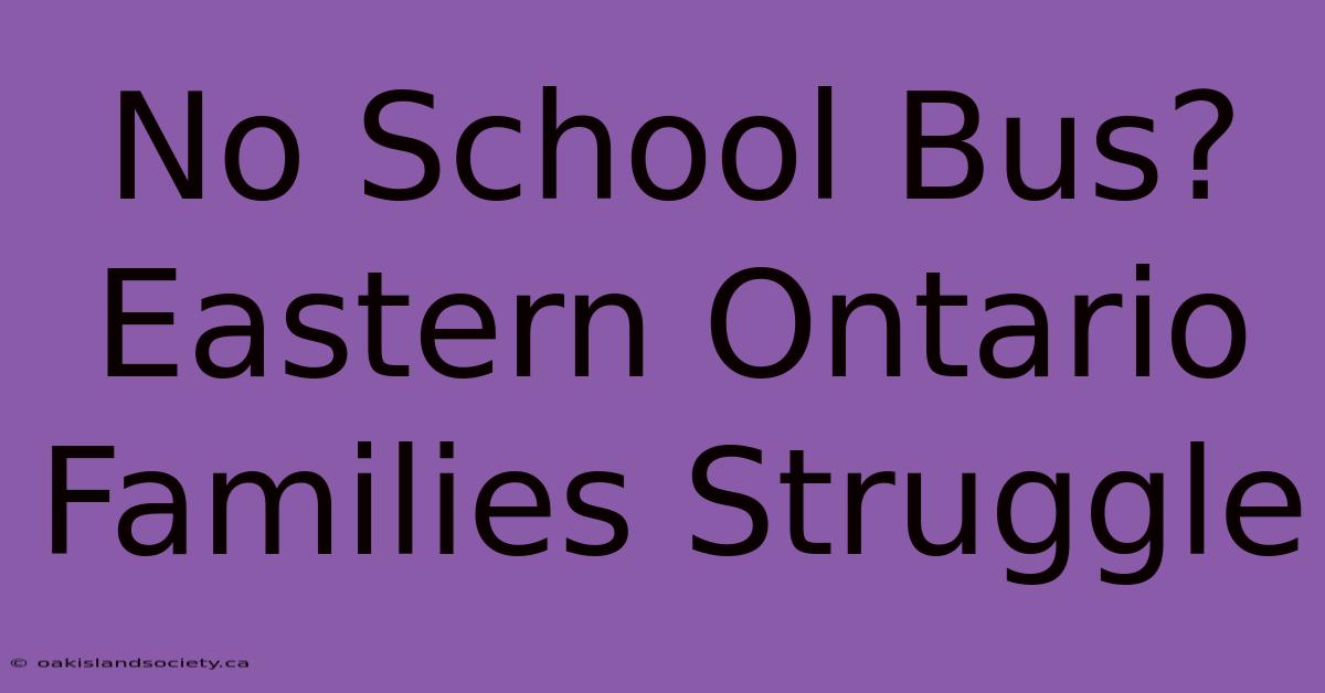 No School Bus? Eastern Ontario Families Struggle