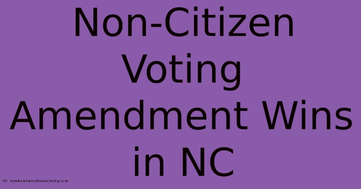 Non-Citizen Voting Amendment Wins In NC