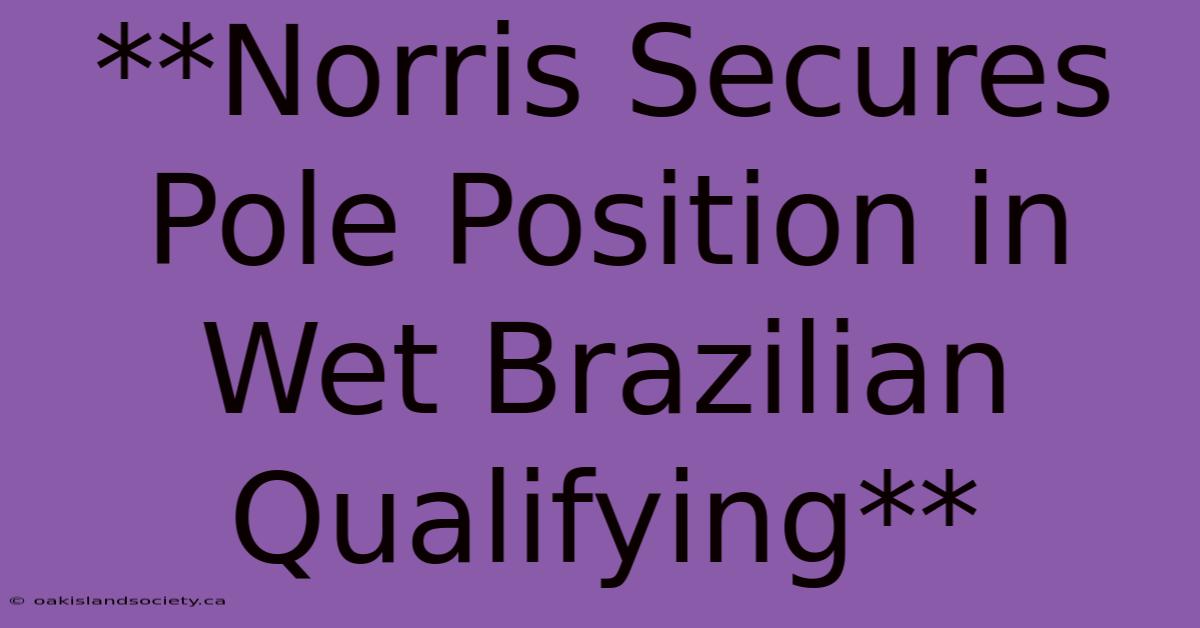 **Norris Secures Pole Position In Wet Brazilian Qualifying**