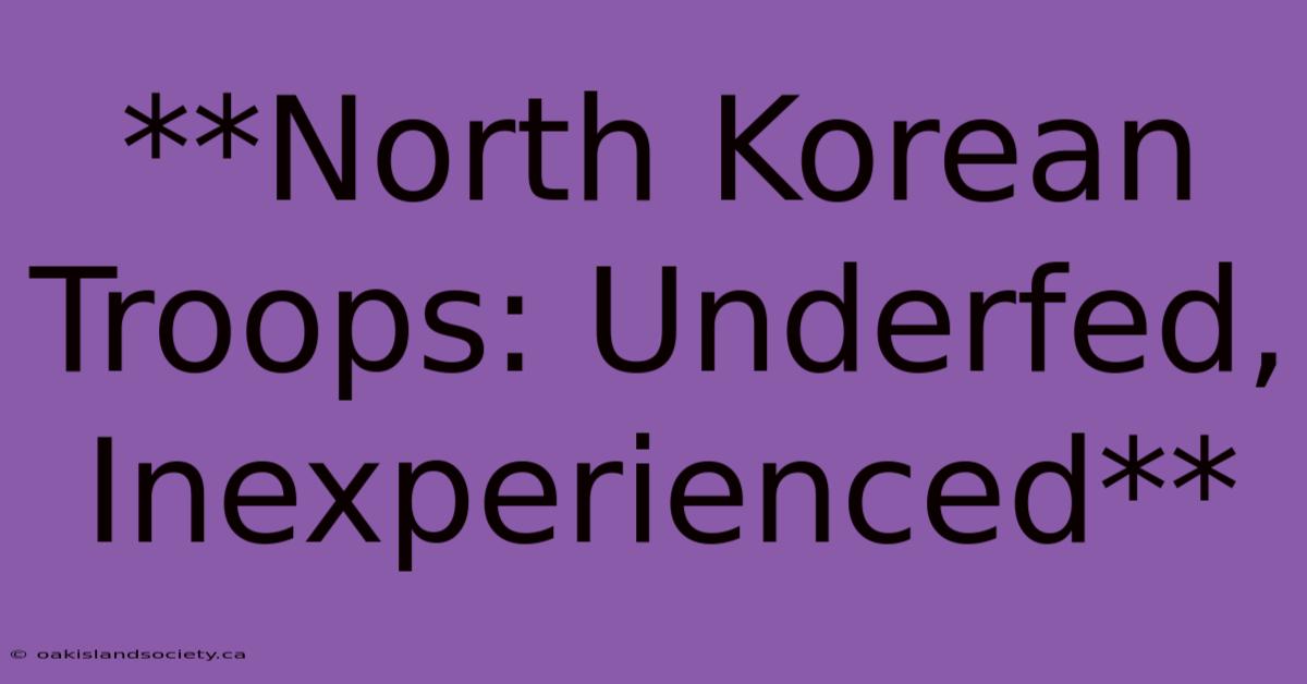 **North Korean Troops: Underfed, Inexperienced**