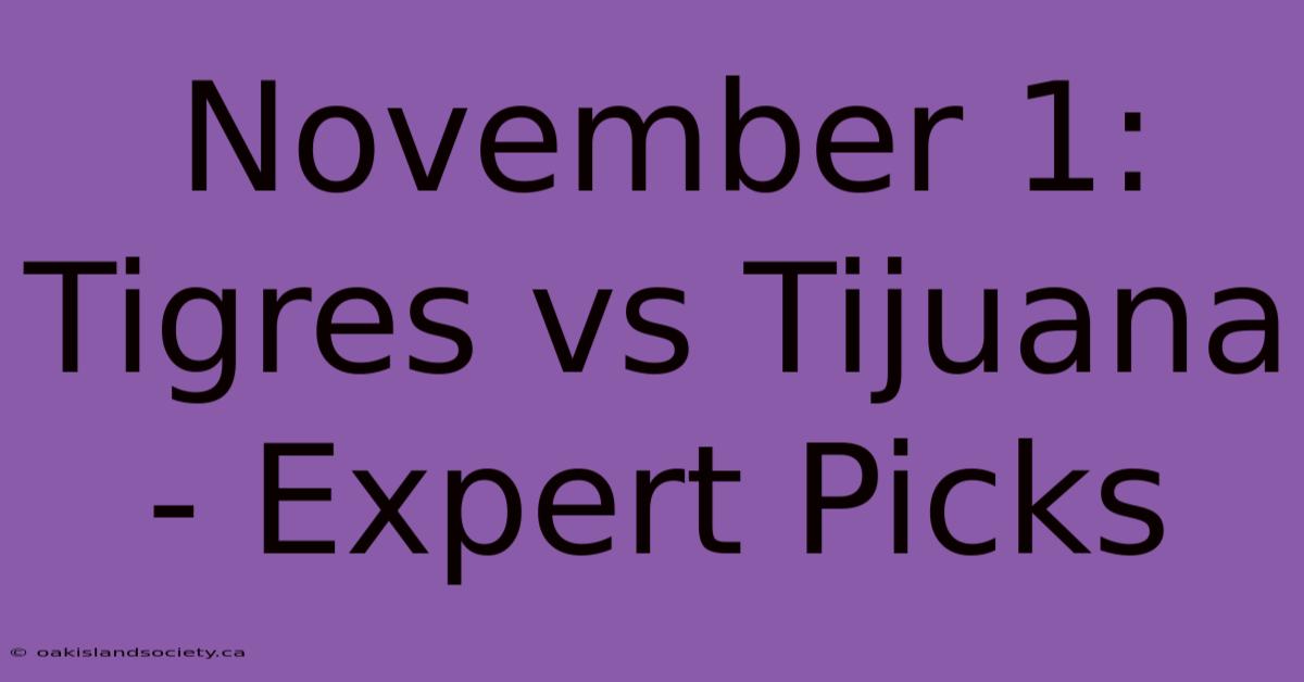 November 1: Tigres Vs Tijuana - Expert Picks