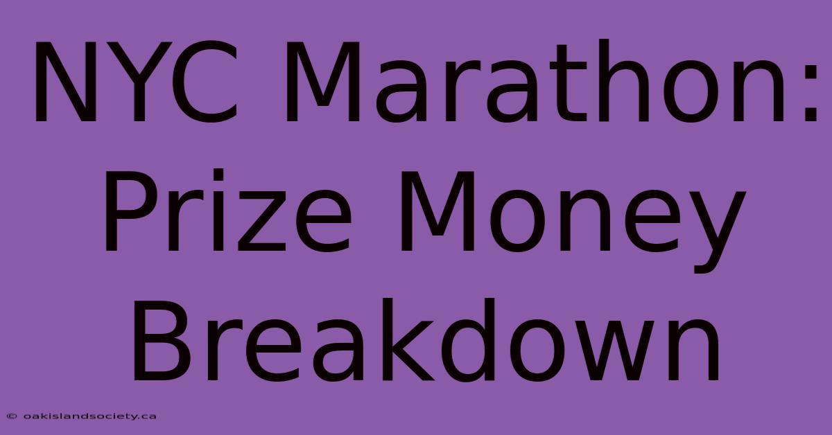 NYC Marathon: Prize Money Breakdown