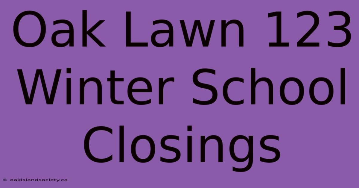 Oak Lawn 123 Winter School Closings