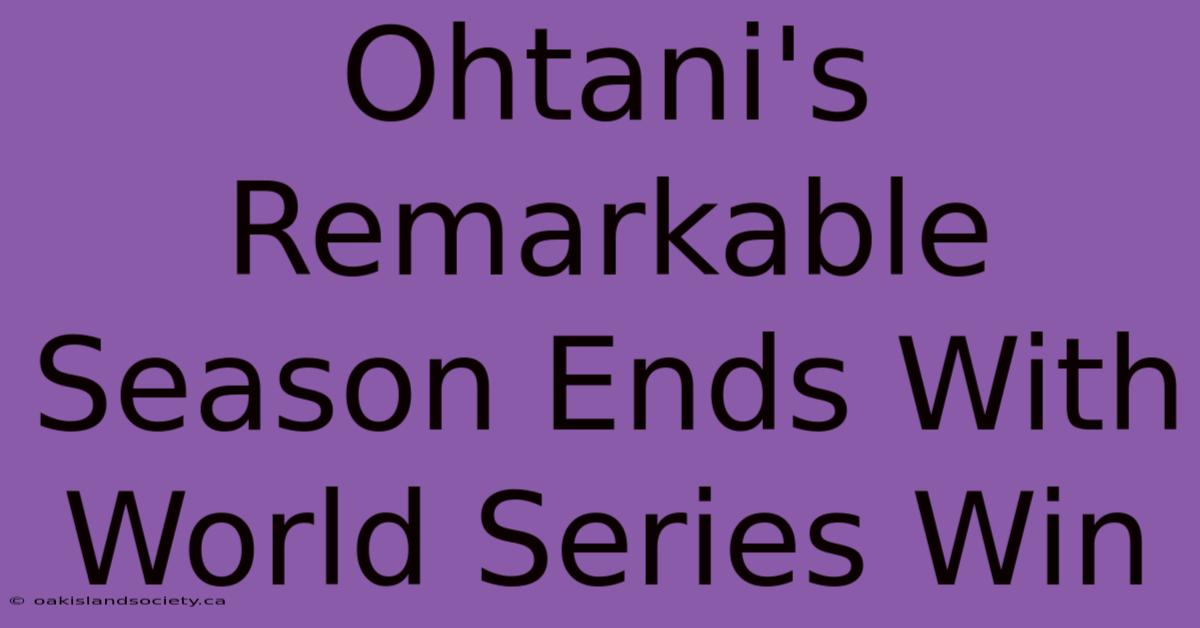 Ohtani's Remarkable Season Ends With World Series Win 