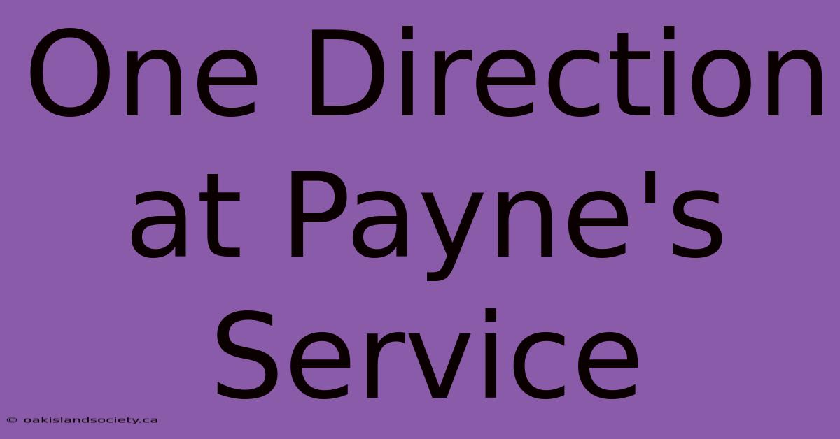 One Direction At Payne's Service