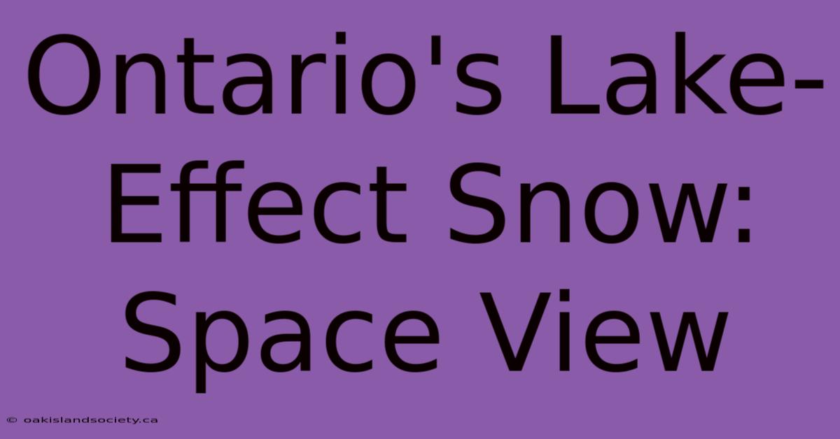 Ontario's Lake-Effect Snow: Space View