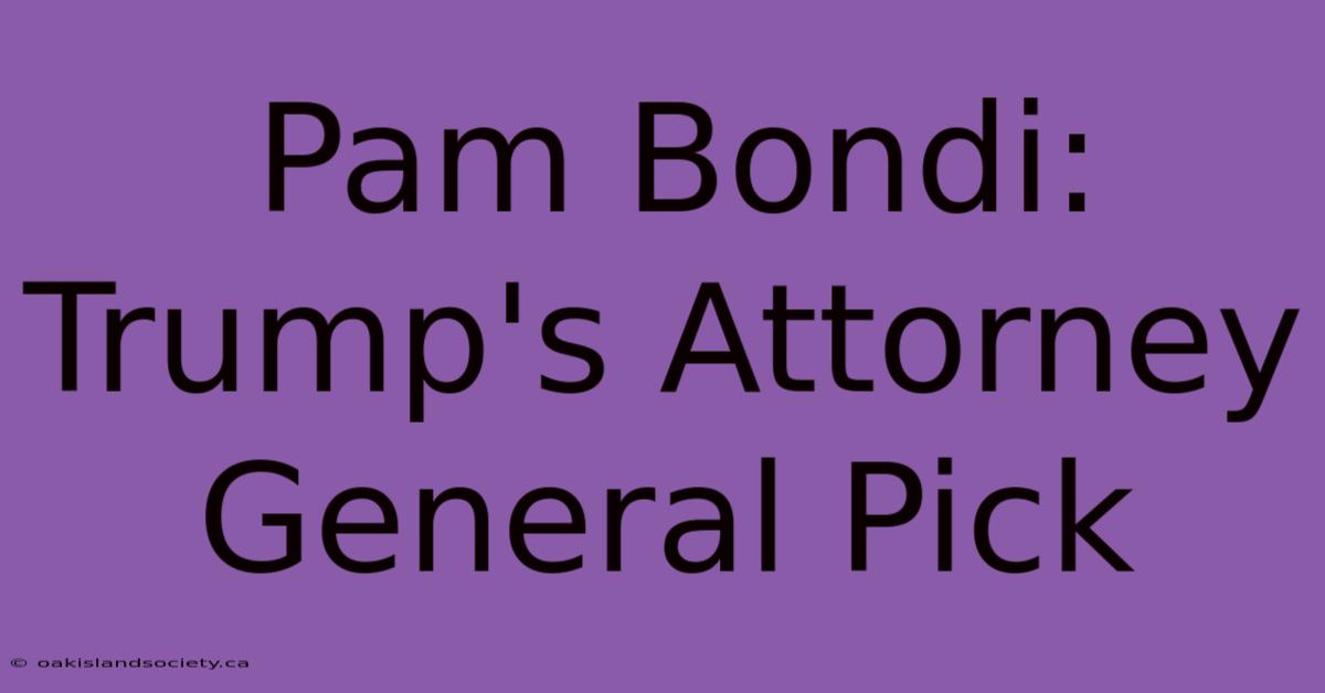 Pam Bondi: Trump's Attorney General Pick