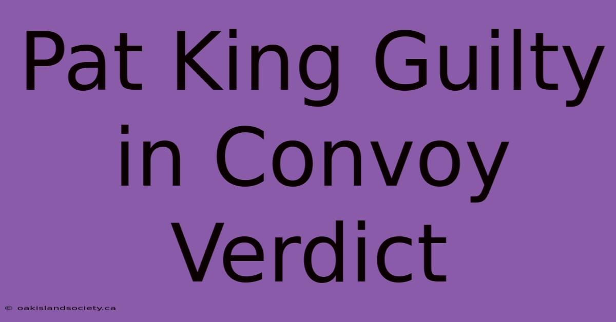 Pat King Guilty In Convoy Verdict