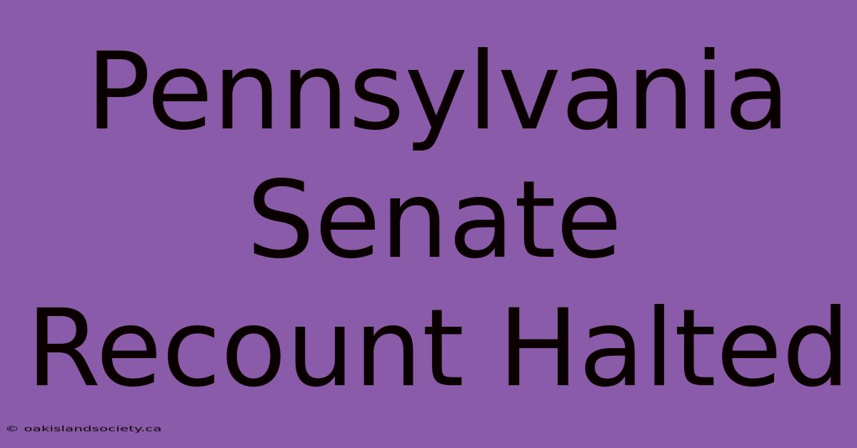 Pennsylvania Senate Recount Halted