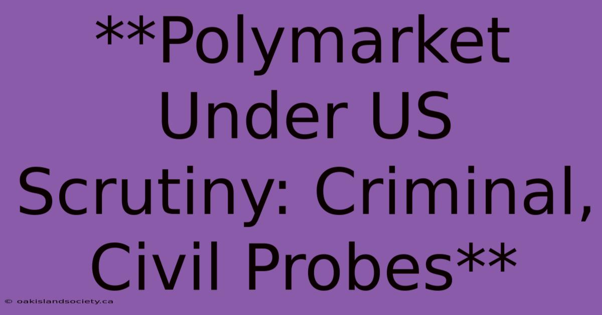 **Polymarket Under US Scrutiny: Criminal, Civil Probes**