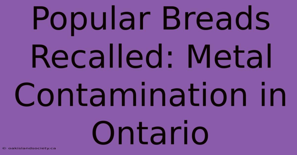 Popular Breads Recalled: Metal Contamination In Ontario 