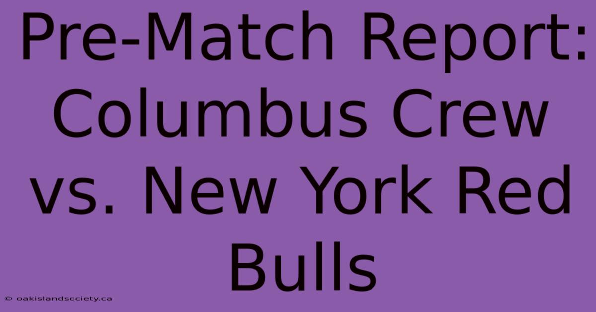 Pre-Match Report: Columbus Crew Vs. New York Red Bulls