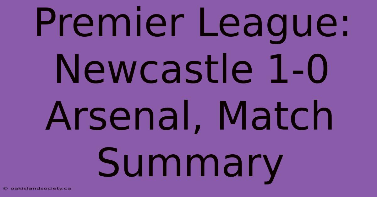 Premier League: Newcastle 1-0 Arsenal, Match Summary