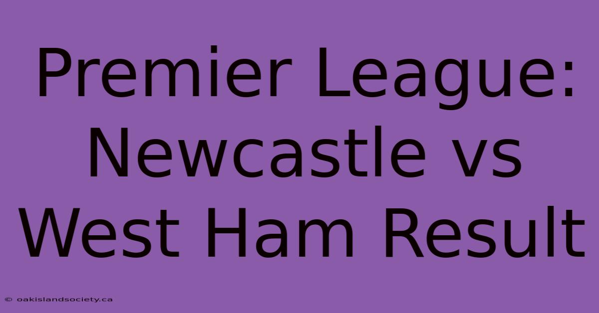 Premier League: Newcastle Vs West Ham Result