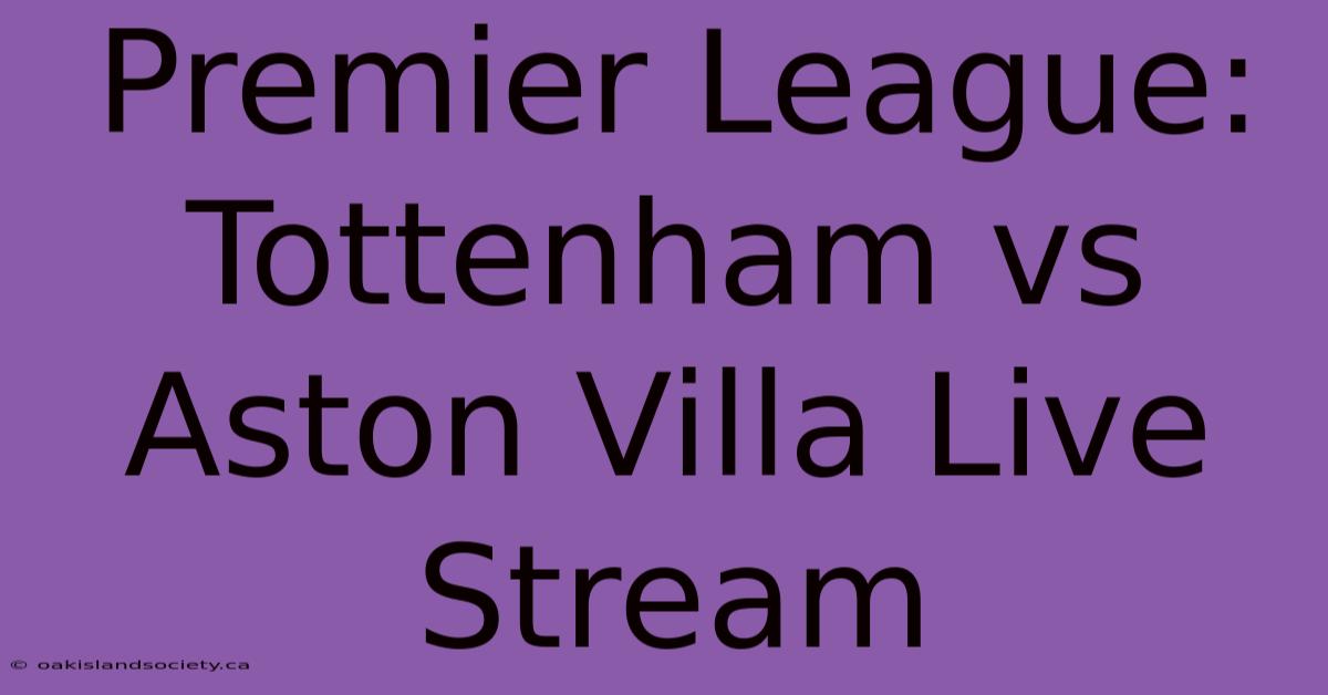 Premier League: Tottenham Vs Aston Villa Live Stream