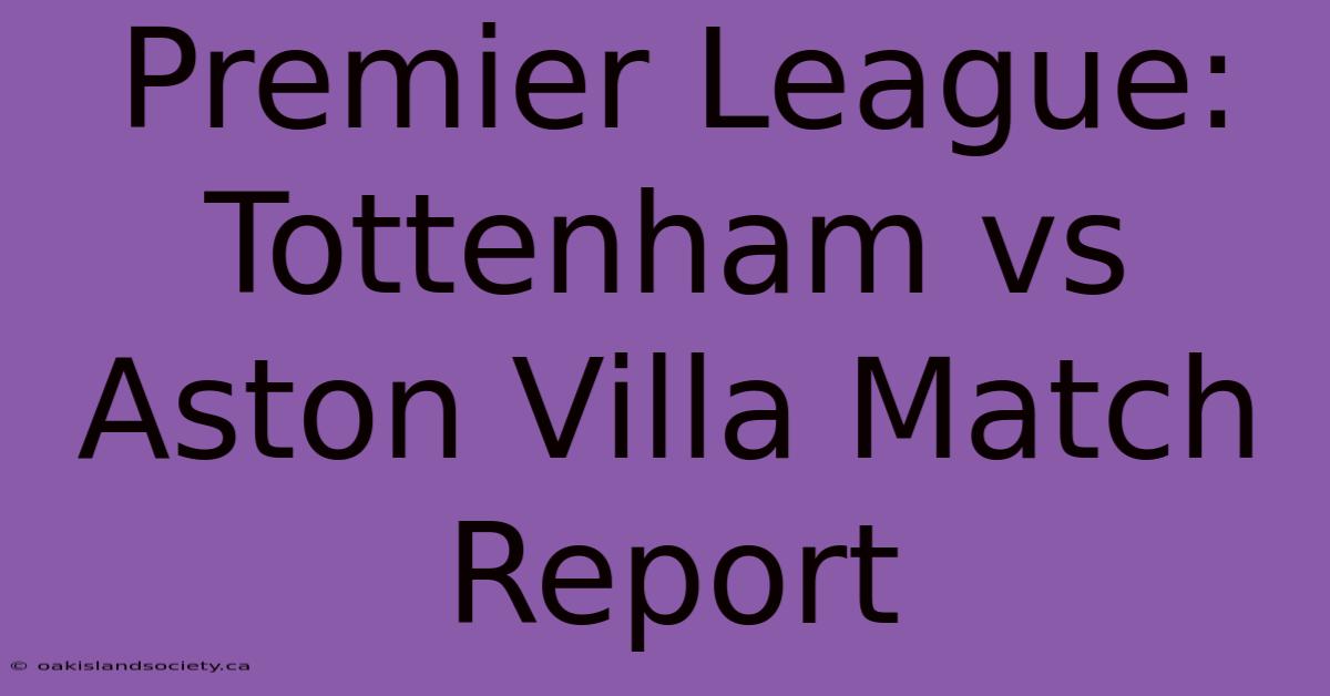 Premier League: Tottenham Vs Aston Villa Match Report