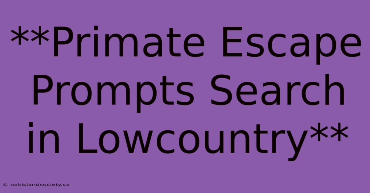 **Primate Escape Prompts Search In Lowcountry**