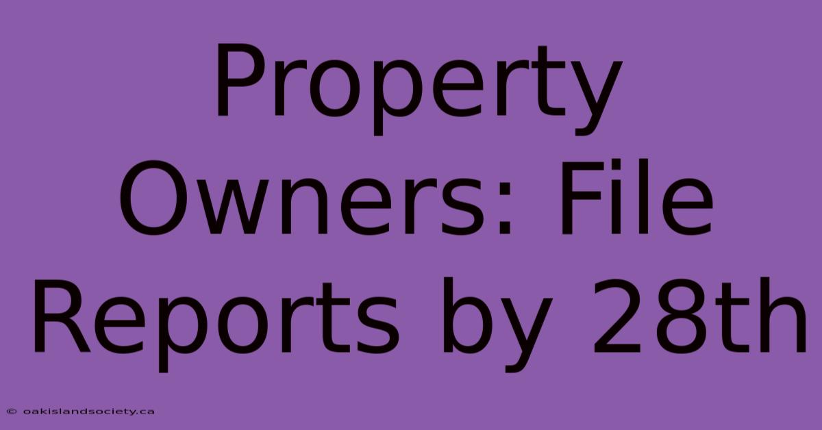 Property Owners: File Reports By 28th