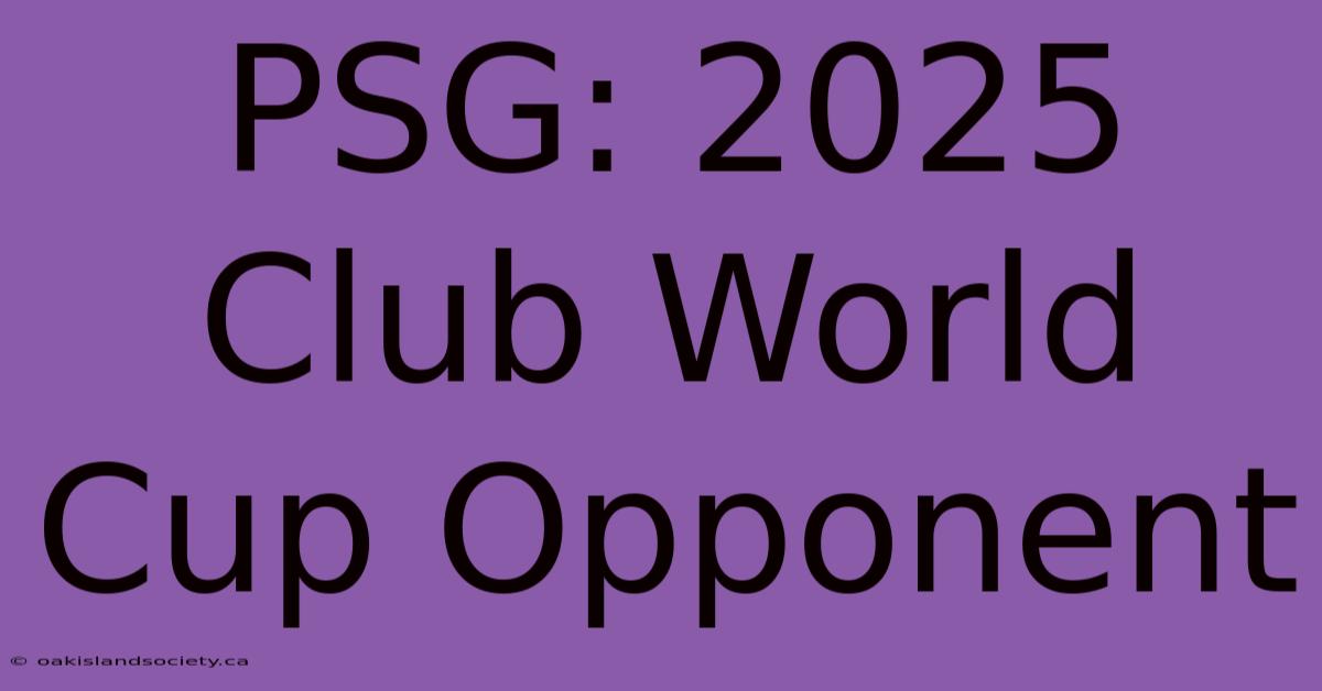 PSG: 2025 Club World Cup Opponent