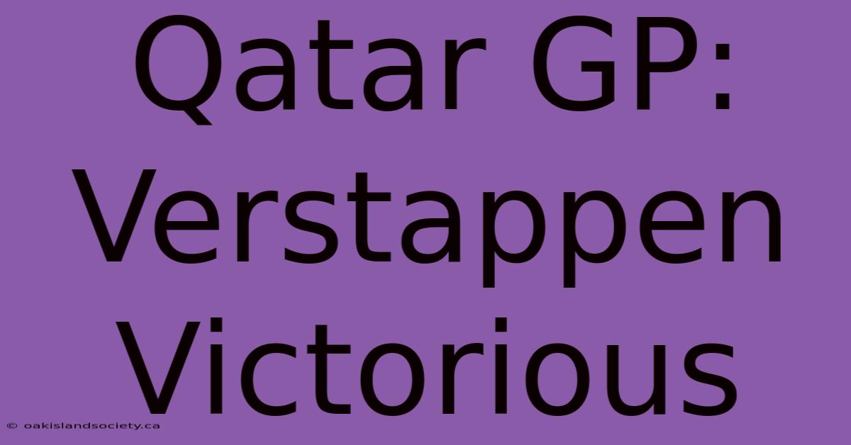 Qatar GP: Verstappen Victorious