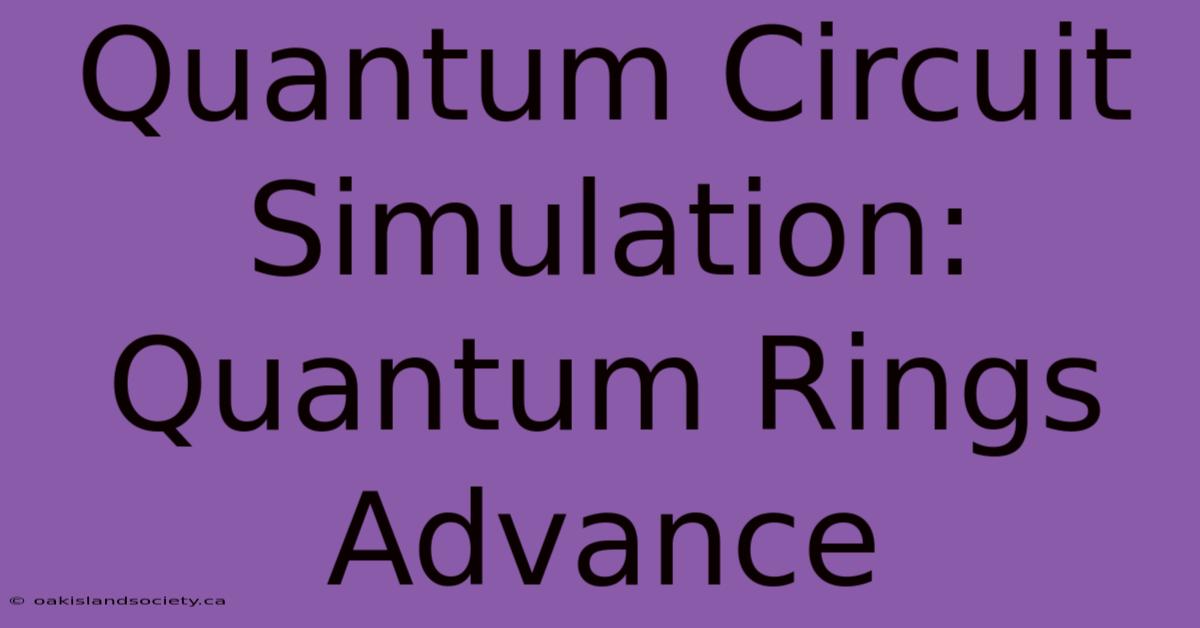 Quantum Circuit Simulation: Quantum Rings Advance