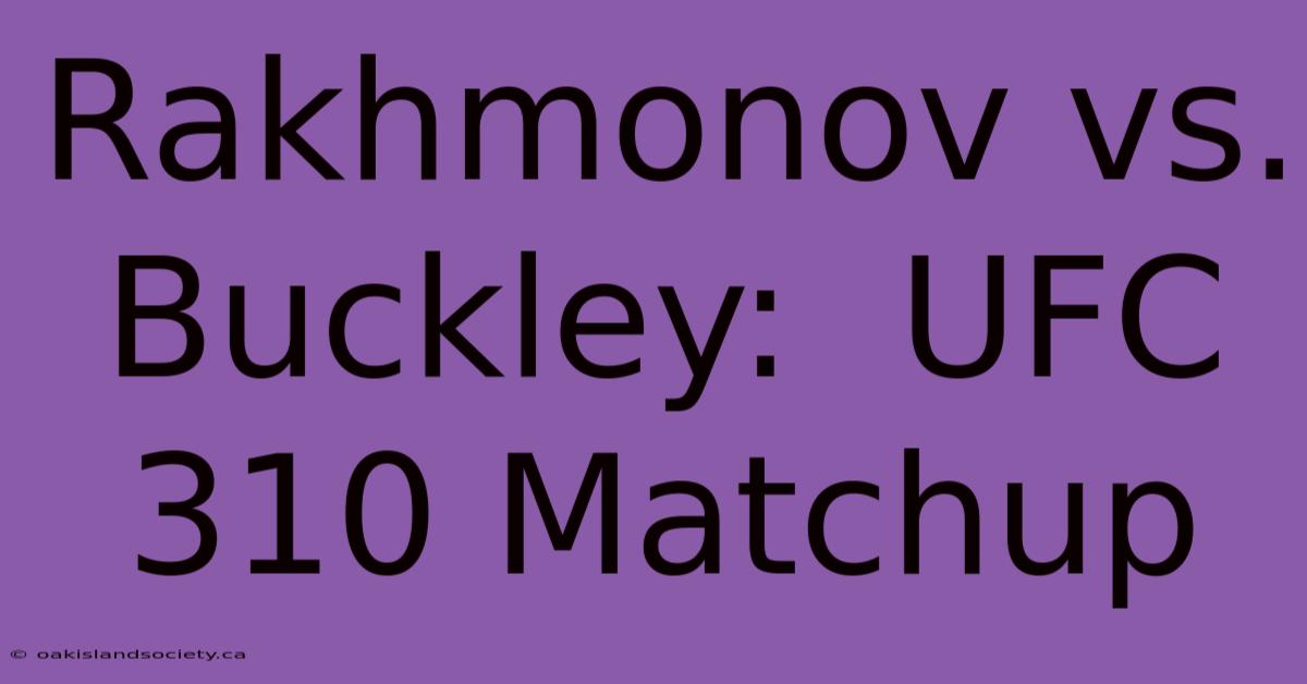 Rakhmonov Vs. Buckley:  UFC 310 Matchup