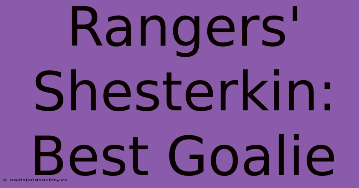 Rangers' Shesterkin: Best Goalie