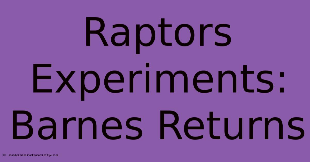 Raptors Experiments: Barnes Returns