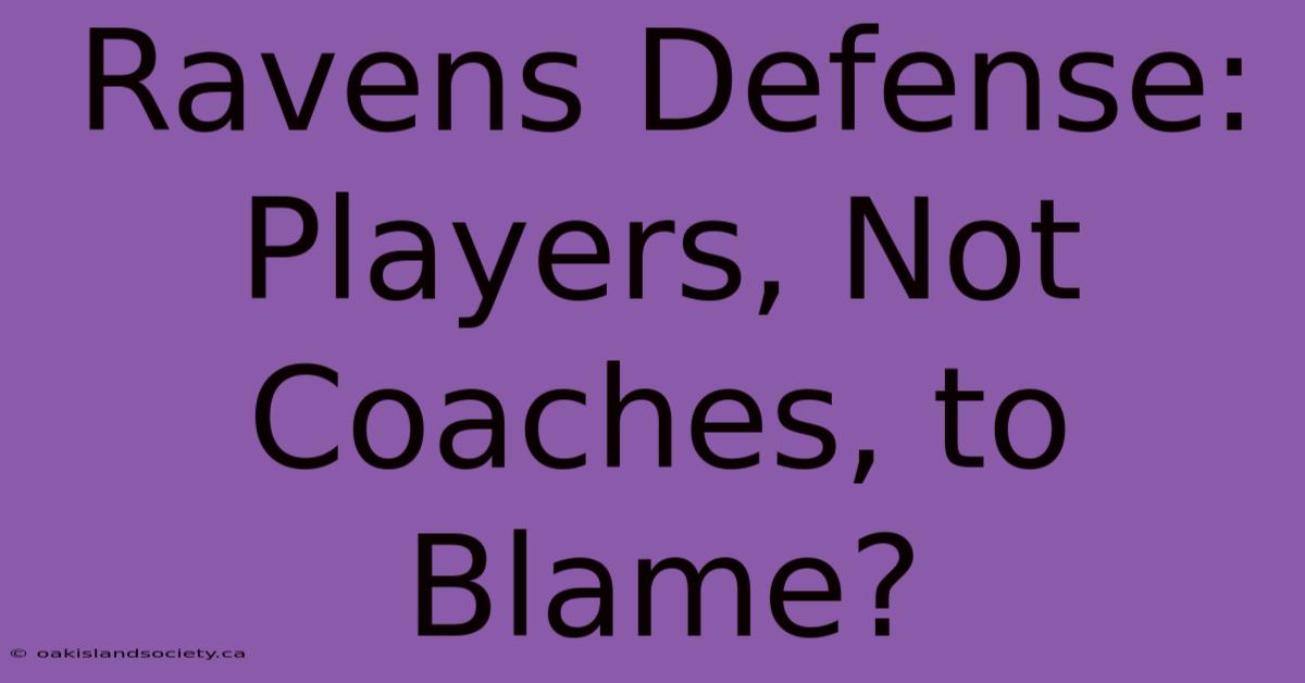 Ravens Defense: Players, Not Coaches, To Blame?