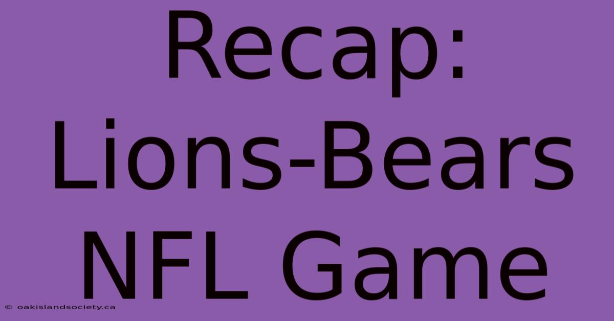 Recap: Lions-Bears NFL Game