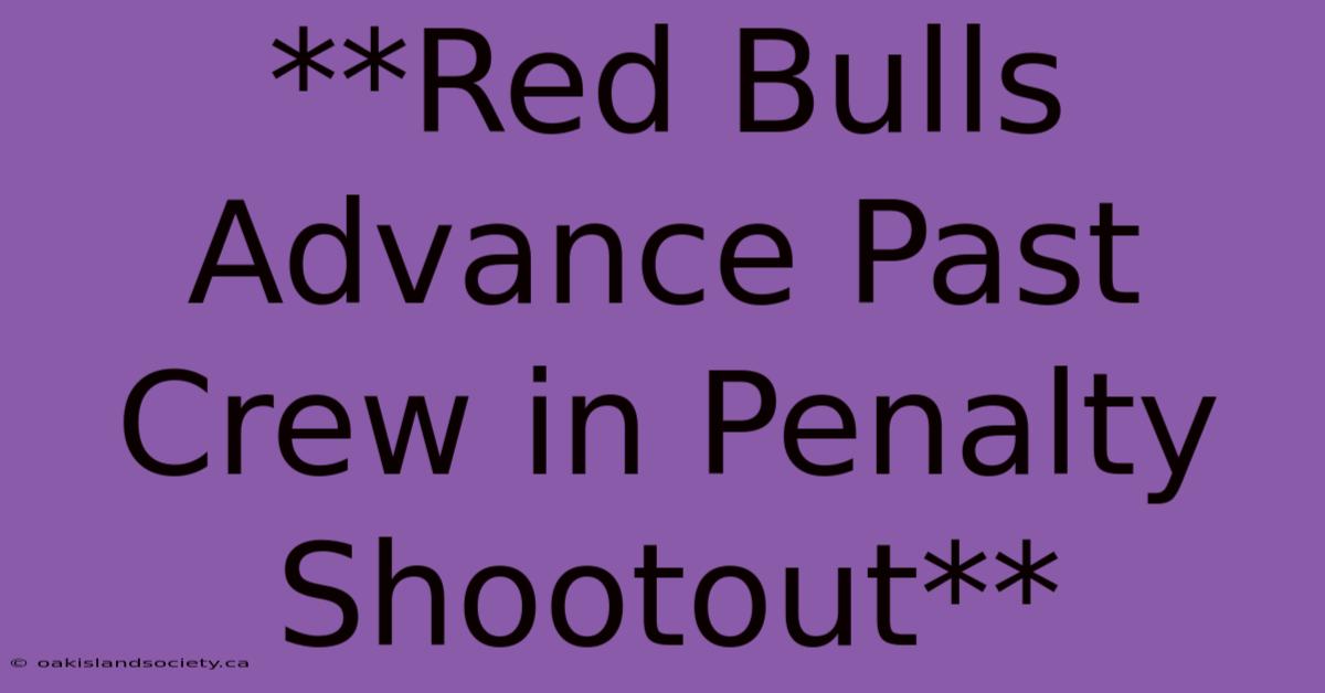 **Red Bulls Advance Past Crew In Penalty Shootout**