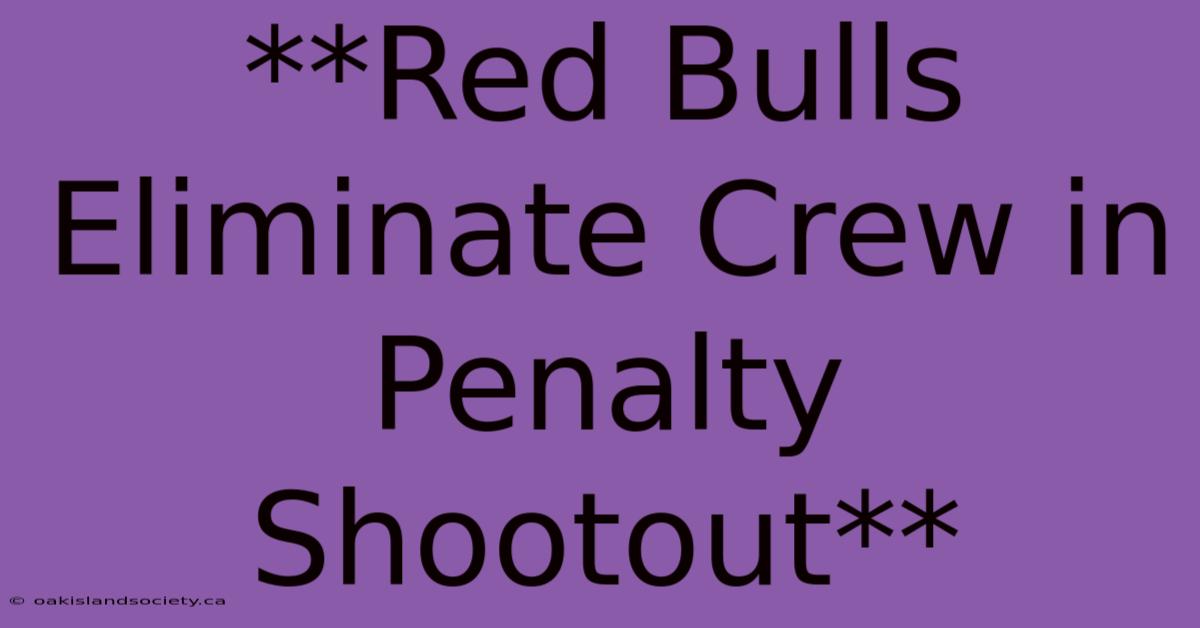 **Red Bulls Eliminate Crew In Penalty Shootout**