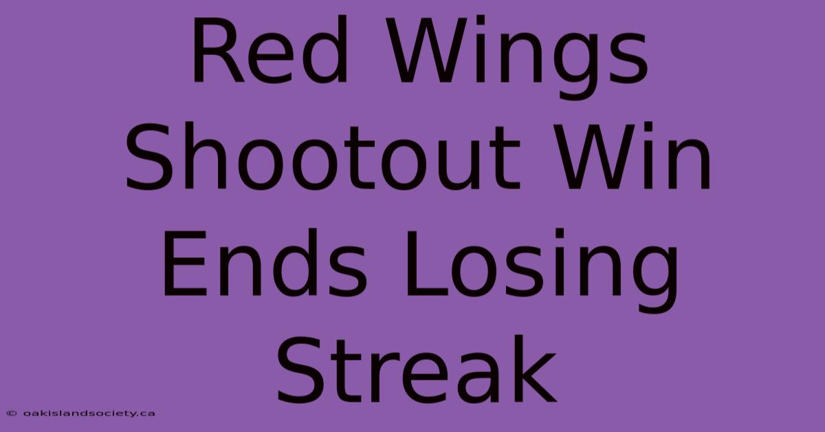 Red Wings Shootout Win Ends Losing Streak