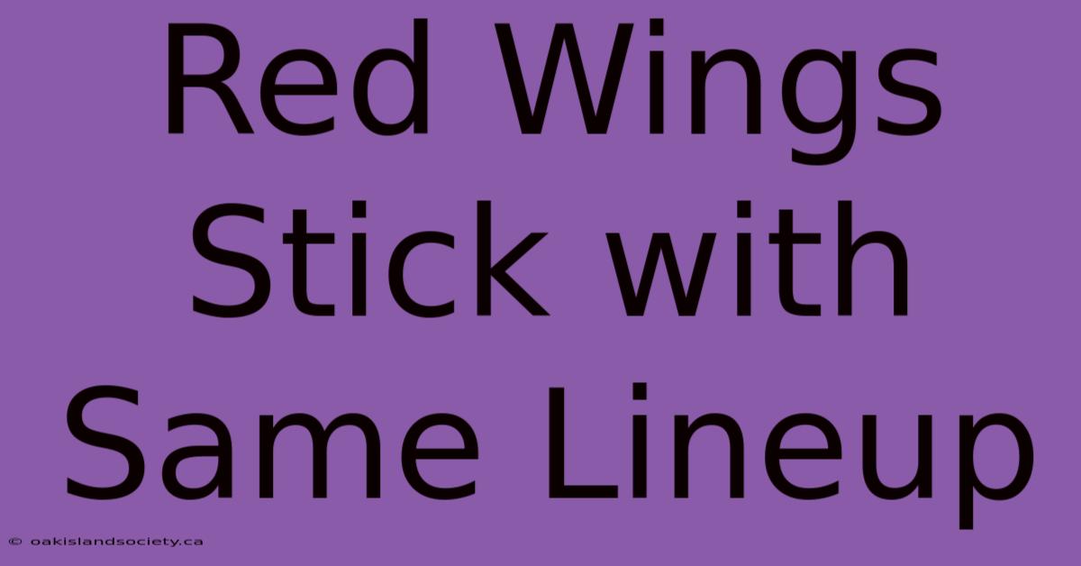 Red Wings Stick With Same Lineup