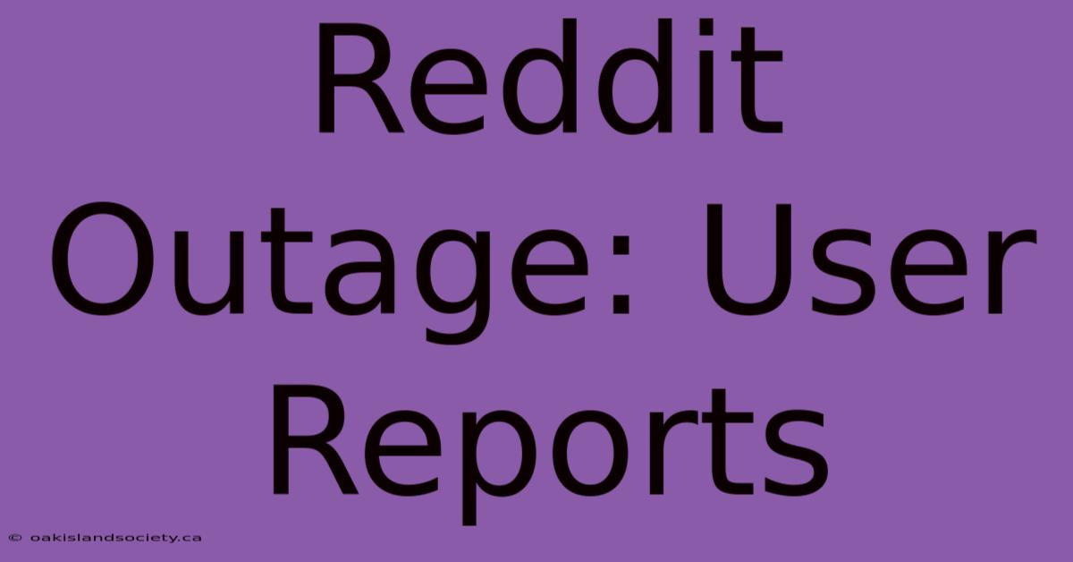 Reddit Outage: User Reports